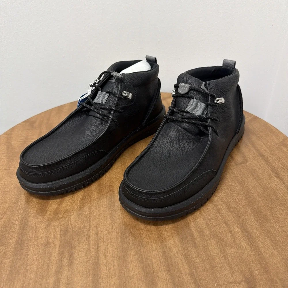 Hey Dude Bradley Chukka Classic Comfort Easy On Boots Men's 11 Black Leather